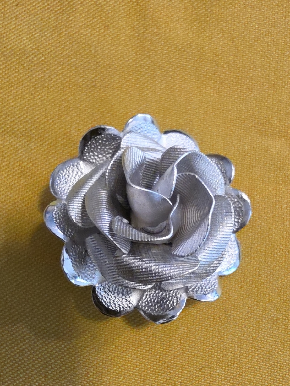 Vintage Sterling Highly Dimensional Small Floral Rose Brooch